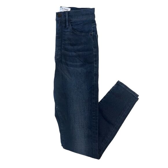 Frame Denim Le High Distressed High-Rise Skinny Jeans In Indigo - Picture 3 of 6